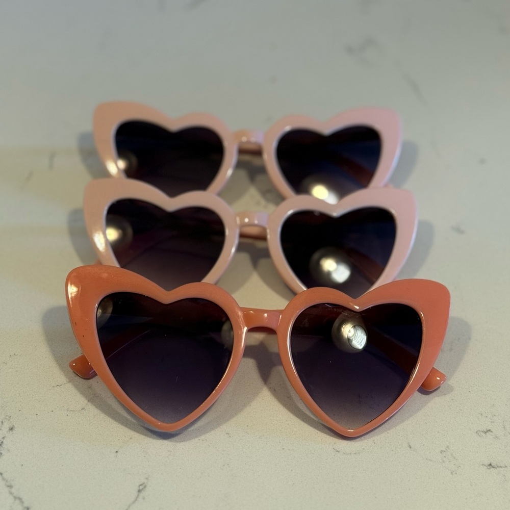 NEW! NWOT! Heart-Shaped Pink Sunglasses - Set of 3
